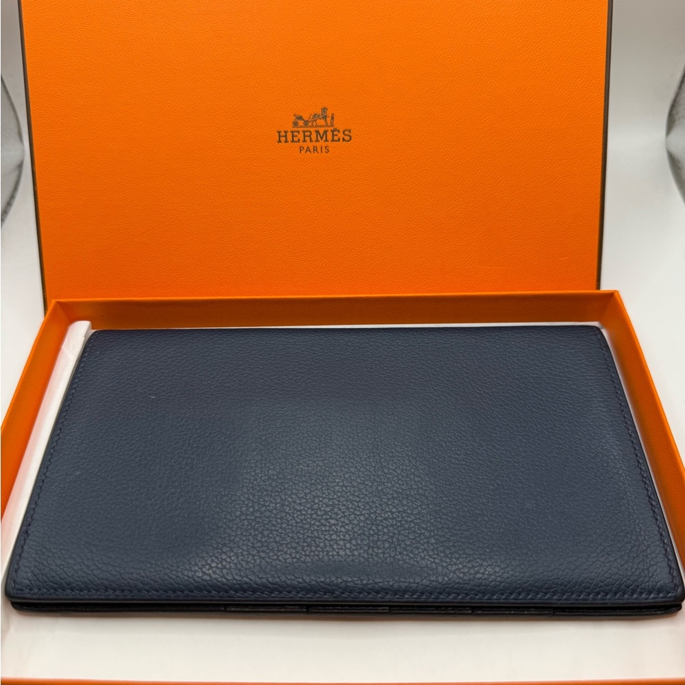 Hermes Citizen Twill Long Combined Wallet Bleu Indigo